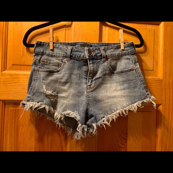 celebrity pink denim shorts